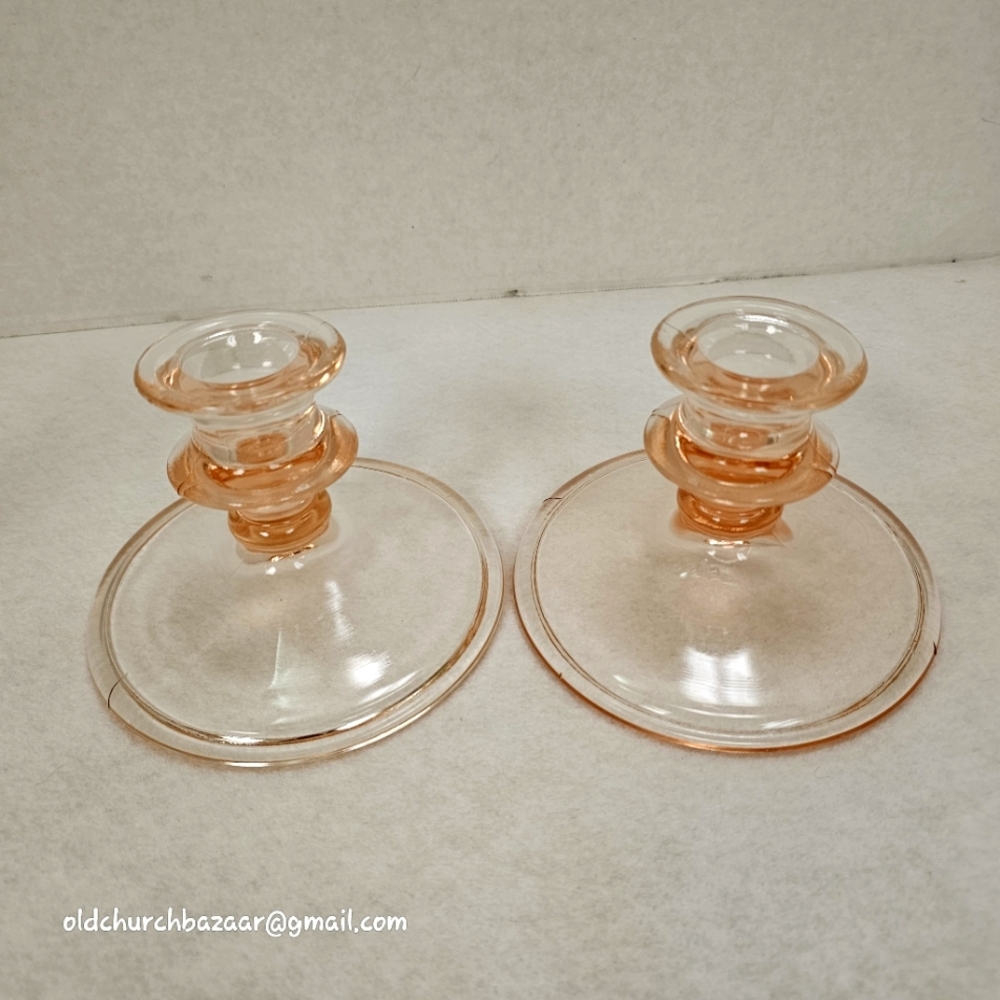 Fostoria PinkDepression GlassCandlestickHolders Set of 2